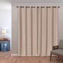 Cortina Blackout PVC com Tecido Voil Xadrez 2,80 m x 2,30 m Avelã