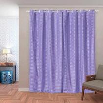 Cortina Blackout PVC com Tecido Voil Xadrez 2,80 m x 2,30 m Lilás