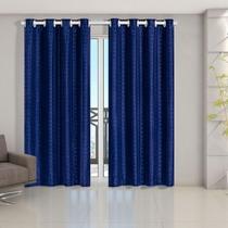 Cortina Blackout Pvc Com Tecido Voil Xadrez 2,80 M X 2,30 M - Marinho.