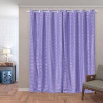 Cortina Blackout Pvc Com Tecido Voil Xadrez 2,80X2,30 Lilas