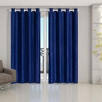 Cortina Blackout Pvc Com Tecido Voil Xadrez 2,80X2,30 Marinh