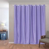 Cortina Blackout PVC com Tecido Voil Xadrez 2,8mx2,30m Lilás