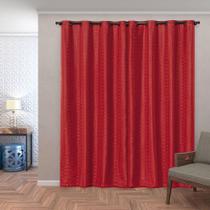 Cortina Blackout Pvc Com Tecido Voil Xadrez Vermelho