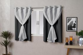 Cortina Blackout PVC (plástico) com VOIL e Argola para Sala ou Quarto 100% Blecaute 2,80M x 1,40M