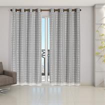 Cortina Blackout Pvc Prata Tecido Voil Xadrez 2,80X2,30 Bege