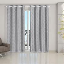 Cortina Blackout Pvc Tecido Voil Xadrez 2,80 X 2,30 Cinza