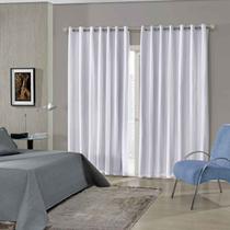 Cortina Blackout Quarto Branca Pratika Cromo 4,20 x 2,50 Voil Com Forro Corta Luz Pvc Bella Janela