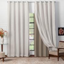 Cortina Blackout Tecido 4 Metros com Voal Xadrez 4,00x2,70 Quarto Cortina Blackout Tecido 4 Metros com Voal Xadrez 4,00x2,70 Quarto