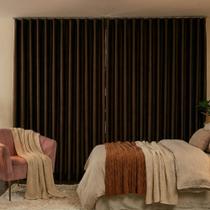 Cortina Blackout Tecido 5.00m x 2.30m Para Trilho Suíço Sala Quarto Cor:Marrom