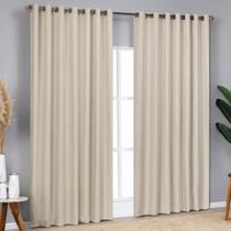 Cortina Blackout Tecido Rústico Linho Bloqueio Total para Varão 2,0m x 2,30 Cor Areia