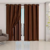 Cortina Blackout Voil Liso 2,80m x 2,30m Voil 100% Poliéster/Forro 100% PVC - Marrom Cortina Blackout Voil Liso 2,80m x 2,30m Voil 100% Poliéster/Forro 100% PVC - Marrom