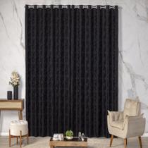 Cortina Blecaute Blackout Estampada Detalhado Corta Luz Varão 3m