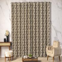 Cortina Blecaute Blackout Estampada Detalhado Corta Luz Varão 4m