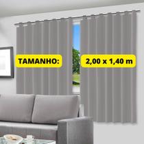 Cortina Blecaute Blackout Película Cinza com Alça para Bastão Varão Quarto Sala Escritório - Vários Tamanhos - Envio Ime
