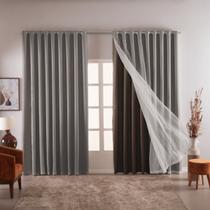 Cortina Blecaute Marrom com Voal 4,50x2,70m Luxo para Sala Cortina Blecaute Marrom com Voal 4,50x2,70m Luxo para Sala