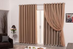 Cortina Blecaute Tecido 3,00X2,70 Com Voil Sala Quarto Avelã Cortina Blecaute Tecido 3,00X2,70 Com Voil Sala Quarto Avelã