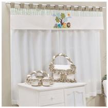 Cortina Bordada c/ Aplicação Desenhos Quarto de Bebê Menina Menino