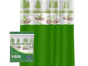 Cortina Box Banheiro 1,35x2,00 C/ Visor e Ganchos - Sapo - Plastleo