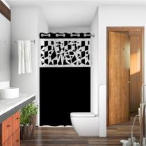 Cortina Box Banheiro com Ilhós Arabesco com Visor Para Banheiro Anti Mofo Resistente Alta Qualidade PVC Várias Cores -