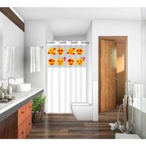 Cortina Box Banheiro com Ilhós Emoji Coração com Visor Para Banheiro Anti Mofo Resistente Alta Qualidade PVC Várias Cor