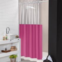 Cortina Box Banheiro Com Visor 1,40x1,90 Antimofo PVC Liso