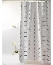 Cortina Box Banheiro Poliéster 198x180cm C/ Ganchos Cor Linhas Minimalistas