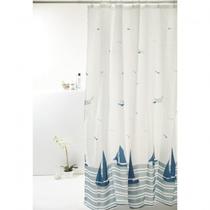 Cortina Box Banheiro Poliéster 198x180cm Com Varão 70 A 120cm