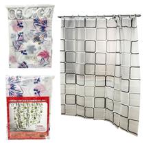 Cortina Box Banheiro Poliéster Com Ganchos 180cmx180cm