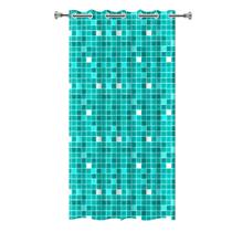Cortina Box Banheiro PVC Impermeável Estampa Pastilhas Verde com Ilhós Metálico Antimofo Fácil Limpeza