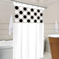 Cortina Box Banheiro Visor Estampado Bolinhas Antimofo