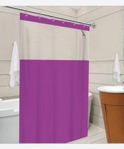Cortina Box Com Ganchos Pvc 100% Antimofo 1,38 X 1,98 C/ Visor Transparente