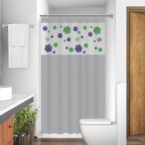 Cortina Box com Visor Birro Para Banheiro Anti Mofo Resistente Alta Qualidade 100% PVC Cinza - Envio Imediato