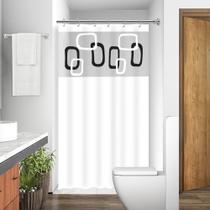 Cortina Box com Visor Ibiza Para Banheiro Anti Mofo Resistente Alta Qualidade 100% PVC Branca - Envio Imediato