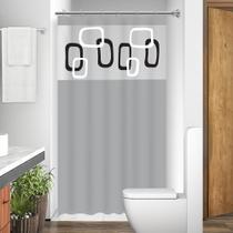 Cortina Box com Visor Ibiza Para Banheiro Anti Mofo Resistente Alta Qualidade 100% PVC Cinza - Envio Imediato