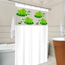 Cortina Box com Visor Sapos Para Banheiro Anti Mofo Resistente Alta Qualidade 100% PVC Várias Cores - Envio Imediato - Vida Pratika