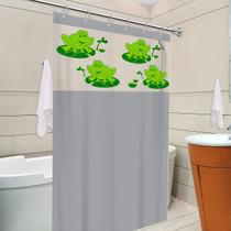 Cortina Box com Visor Sapos Para Banheiro Anti Mofo Resistente Alta Qualidade 100% PVC Várias Cores - Envio Imediato