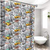 Cortina Box Estampada com Ganchos Antimofo Banheiro Divisoria Lençol Não Molha Proteção Agua Vida Pratika Estampa NY Cortina Box Estampada com Ganchos Antimofo Banheiro Divisoria Lençol Não Molha Proteção Agua Vida Pratika Estampa NY