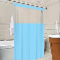Cortina Box Para Banheiro Azul Com Visor Pvc