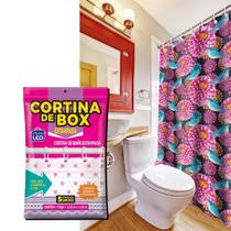 Cortina Box Para Banheiro Impermeável Estampada Com Ganchos