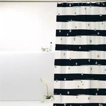 Cortina Box Para Banheiro Pvc Listras Pretas 198x180cm Uzoo