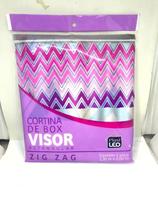 Cortina Box Para Banheiro Vinil Com Visor Zig Zag