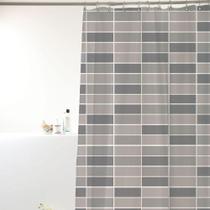 Cortina Box Poliester Geometrica 198X180Cm Pastilha Cinza