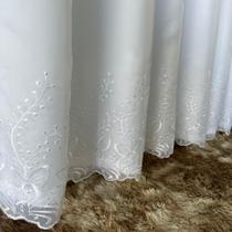 Cortina Branca Bordada Luxo Alto Padrão Com Forro 4,00x2,60 P/ Varão