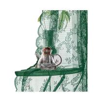 Cortina Branca De Renda Floral Pronta Para Uso Com Ilhós Para Varão, Estilo Pastoral Para Decoração Cortina Branca De Renda Floral Pronta Para Uso Com Ilhós Para Varão, Estilo Pastoral Para Decoração