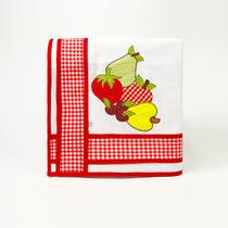 Cortina branca para varão bordada patchwork cozinha