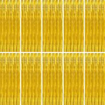 Cortina BTSD-Home Gold Foil Fringe, pacote com 10, 2,45 x 1 m