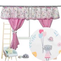 Cortina c/ bandô Infantil bebê delicada gato 2.00 x 1.45m