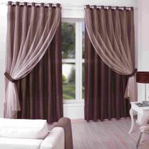 CORTINA CAFÉ CAMILA COM RENDA 2,70m x 3,00m - M&C CORTINAS