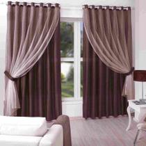 CORTINA CAMILA MARROM COM RENDA 2,70m x 3,00m - M&C CORTINAS