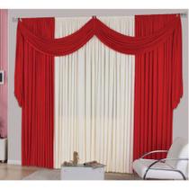 Cortina Casa Dona Katia Vermelho com Bege 200x170 cm